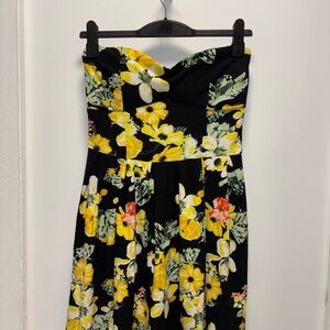 Derek Heart Black Floral Strapless Dress Size L